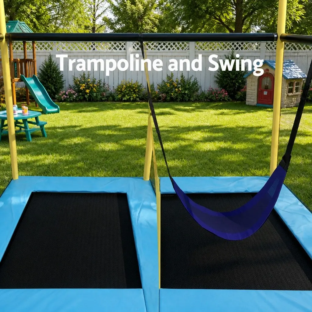6FT Trampoline Swing for Kids Blue Yellow