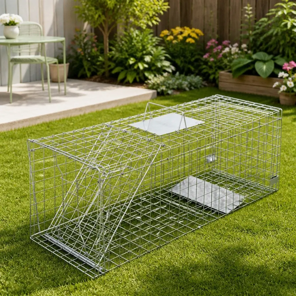 Large Humane Animal Trap Cage Pest Control 150x50cm Silver