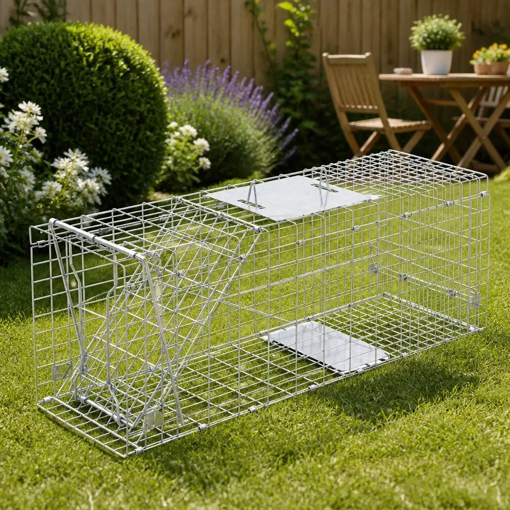 Animal Trap Cage Humane Pest Control 94x34cm Silver