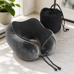 Comfortable Grey Memory Foam Neck Pillow for Travel