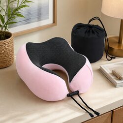 Comfort and Support: Pink Memory Foam Neck Pillow