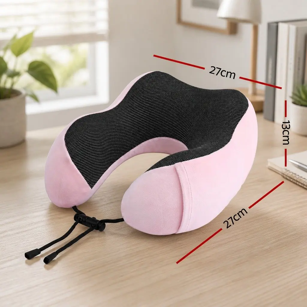 Memory Foam Travel Neck Pillow Portable Pink 27 x 27 x 13 cm