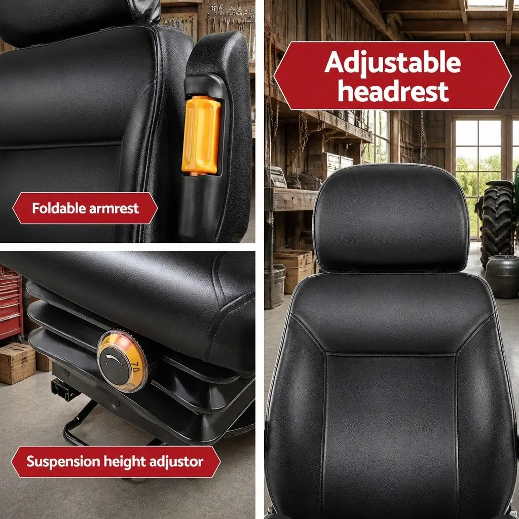 Heavy Duty Universal Tractor Seat Forklift Excavator Truck Work Chair Black PU