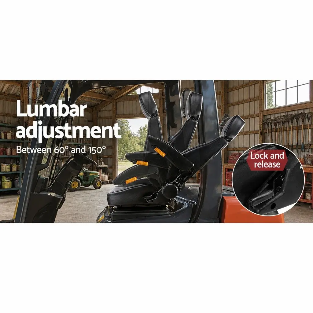 Heavy Duty Universal Tractor Seat Forklift Excavator Truck Work Chair Black PU