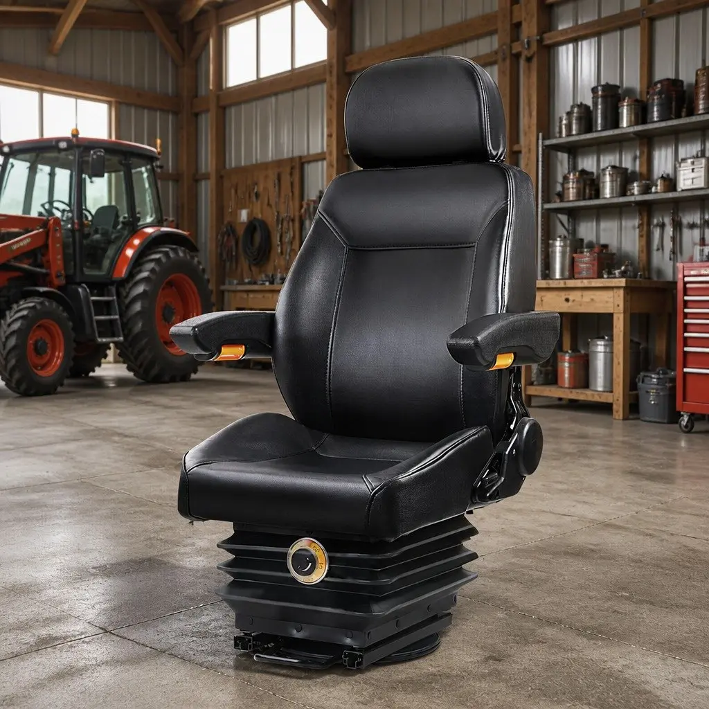 Heavy Duty Universal Tractor Seat Forklift Excavator Truck Work Chair Black PU