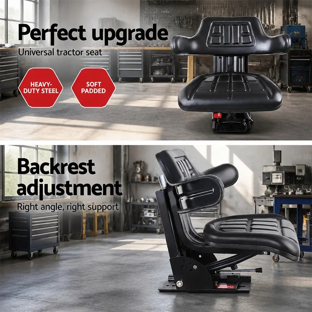 Universal Tractor Seat Heavy Machinery Chair Adjustable Black