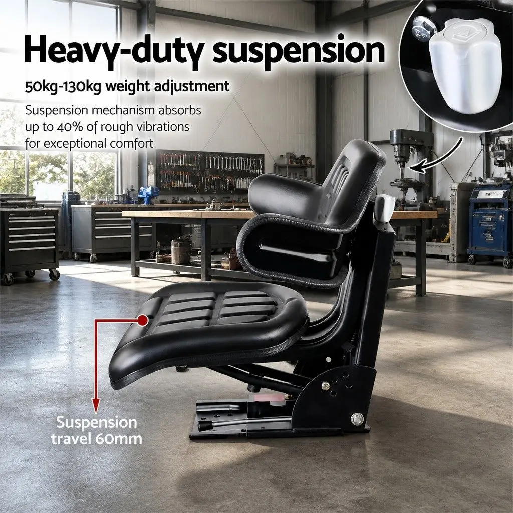 Universal Tractor Seat Heavy Machinery Chair Adjustable Black