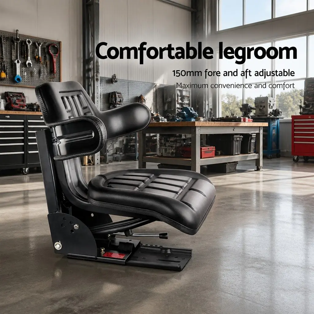Universal Tractor Seat Heavy Machinery Chair Adjustable Black