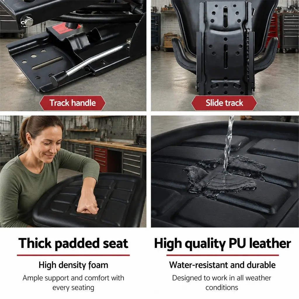 Universal Tractor Seat Heavy Machinery Chair Adjustable Black