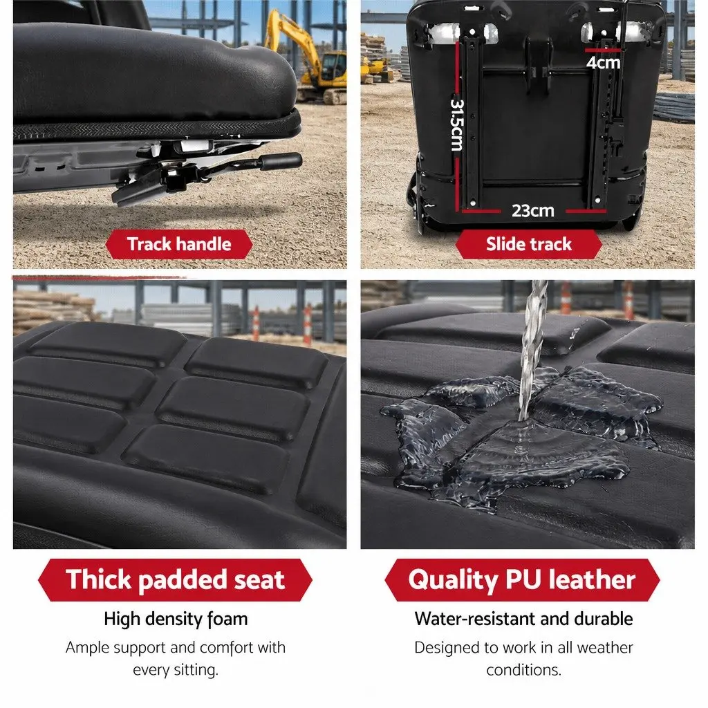 Heavy Machinery Seat Adjustable Black PU for Forklift Excavator Tractor