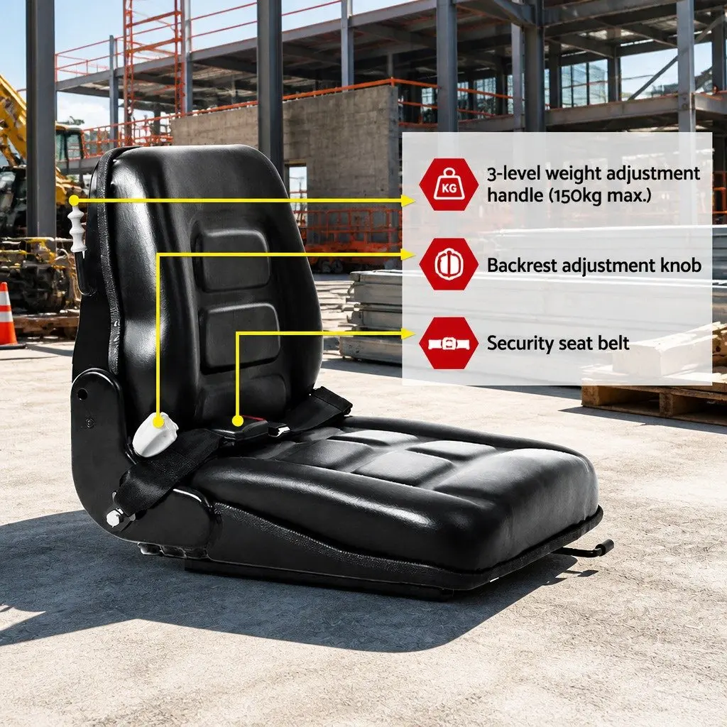 Heavy Machinery Seat Adjustable Black PU for Forklift Excavator Tractor