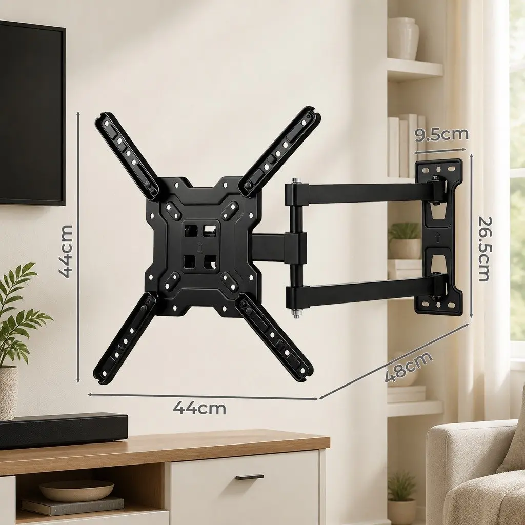 Full Motion TV Wall Mount Bracket Swivel Tilt Adjustable 22 to 55 Inch Black