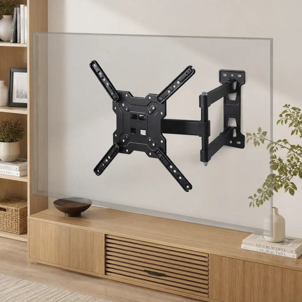 Full Motion TV Wall Mount Bracket Swivel Tilt Adjustable 22 to 55 Inch Black