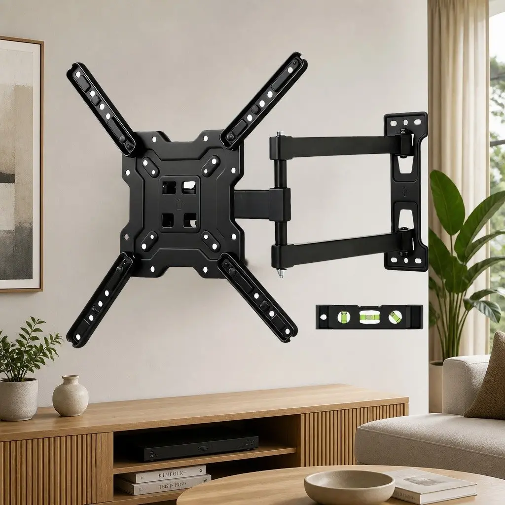 Full Motion TV Wall Mount Bracket Swivel Tilt Adjustable 22 to 55 Inch Black