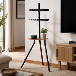 TV Stand Swivel Height Adjustable 24-55" Wooden Base Entertainment Unit