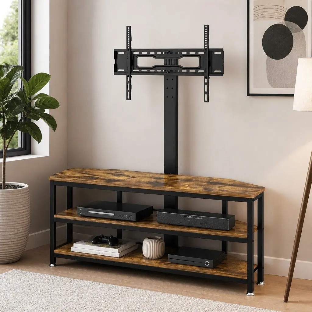 Corner TV Stand for 32-70 inch TVs with Swivel Mount Black