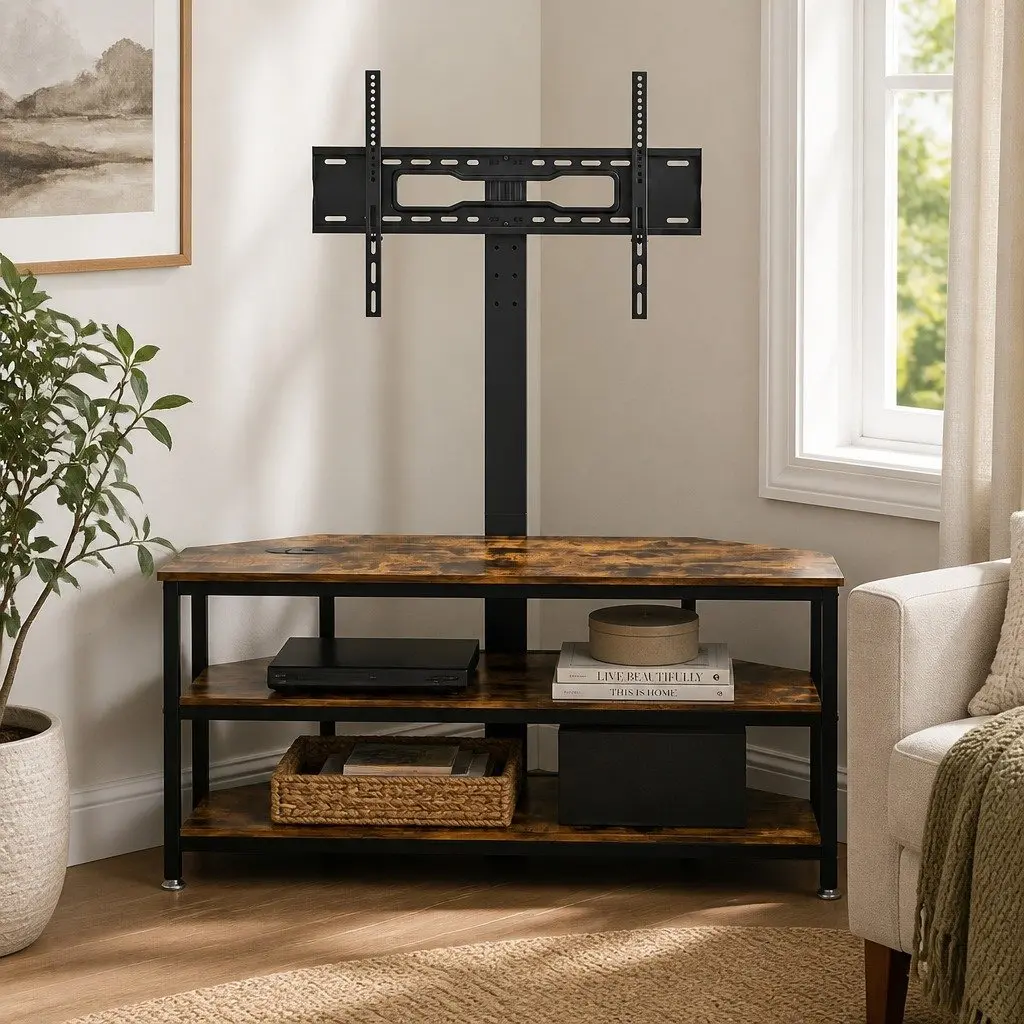 Corner TV Stand for 32-70 inch TVs with Swivel Mount Black