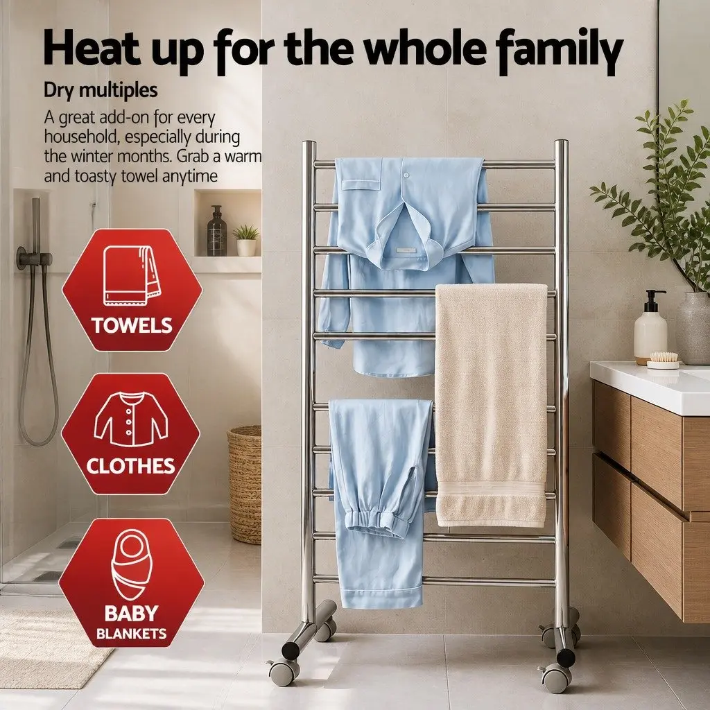Heated Towel Rail with 10 Spacious Rods