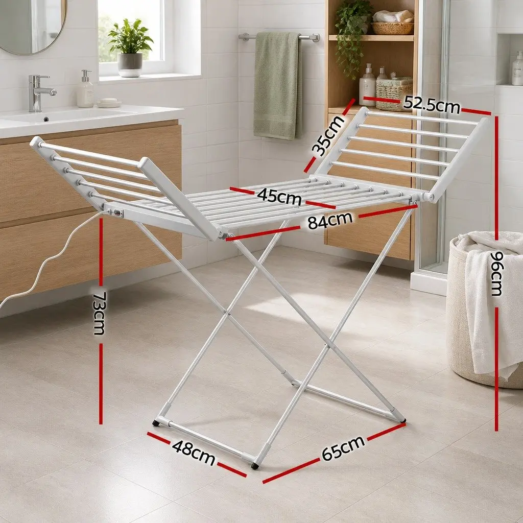 Electric Heated Towel Rail Rack 18 Bars Indoor Clothes Dryer Portable Silver