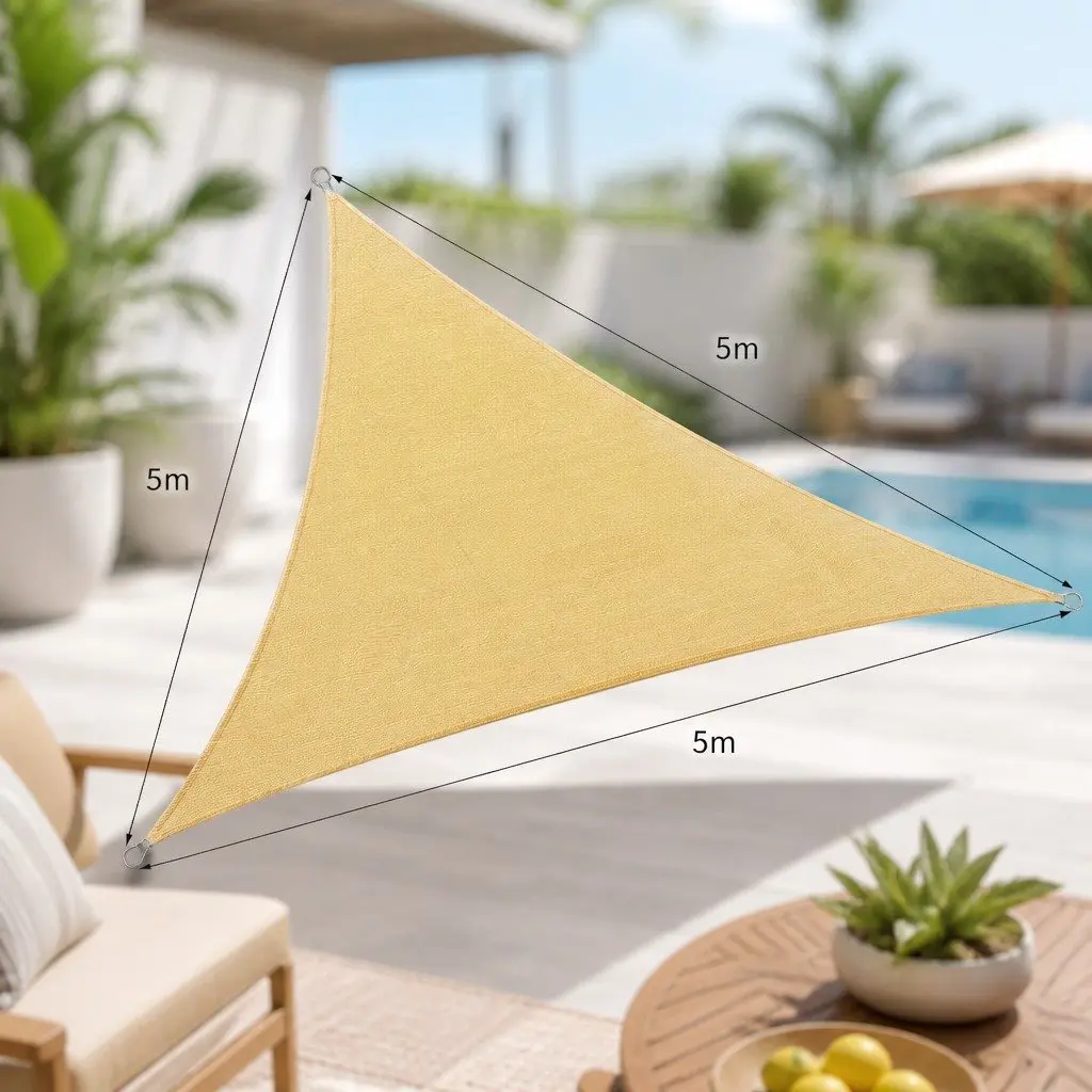 Triangle Shade Sail UV Protection Outdoor Awning Sand 3.6x3.6x5M 3.6x3.6x3.6M 5x5x5M