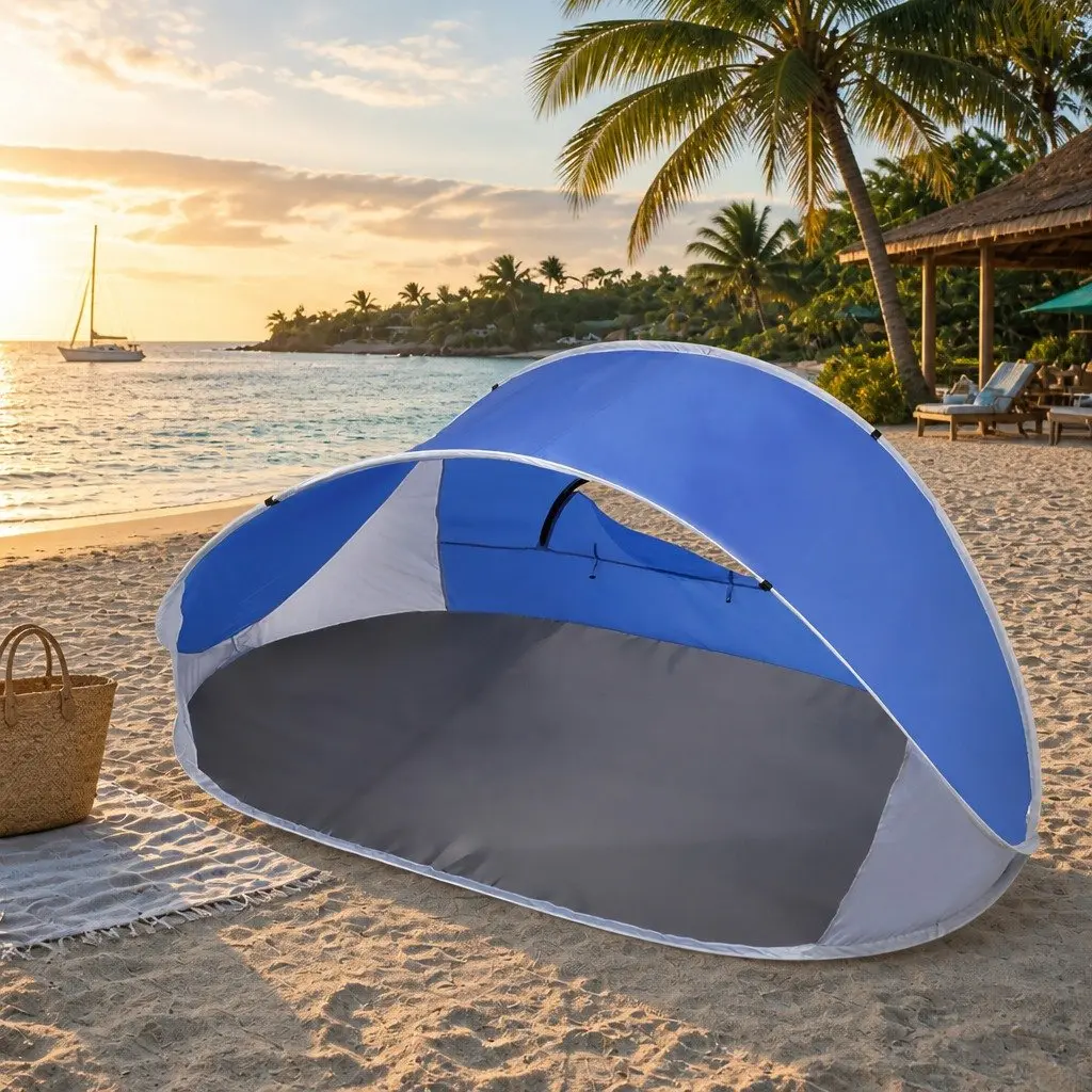 Pop Up Tent Camping Beach Outdoor 4 Person Instant Setup Blue