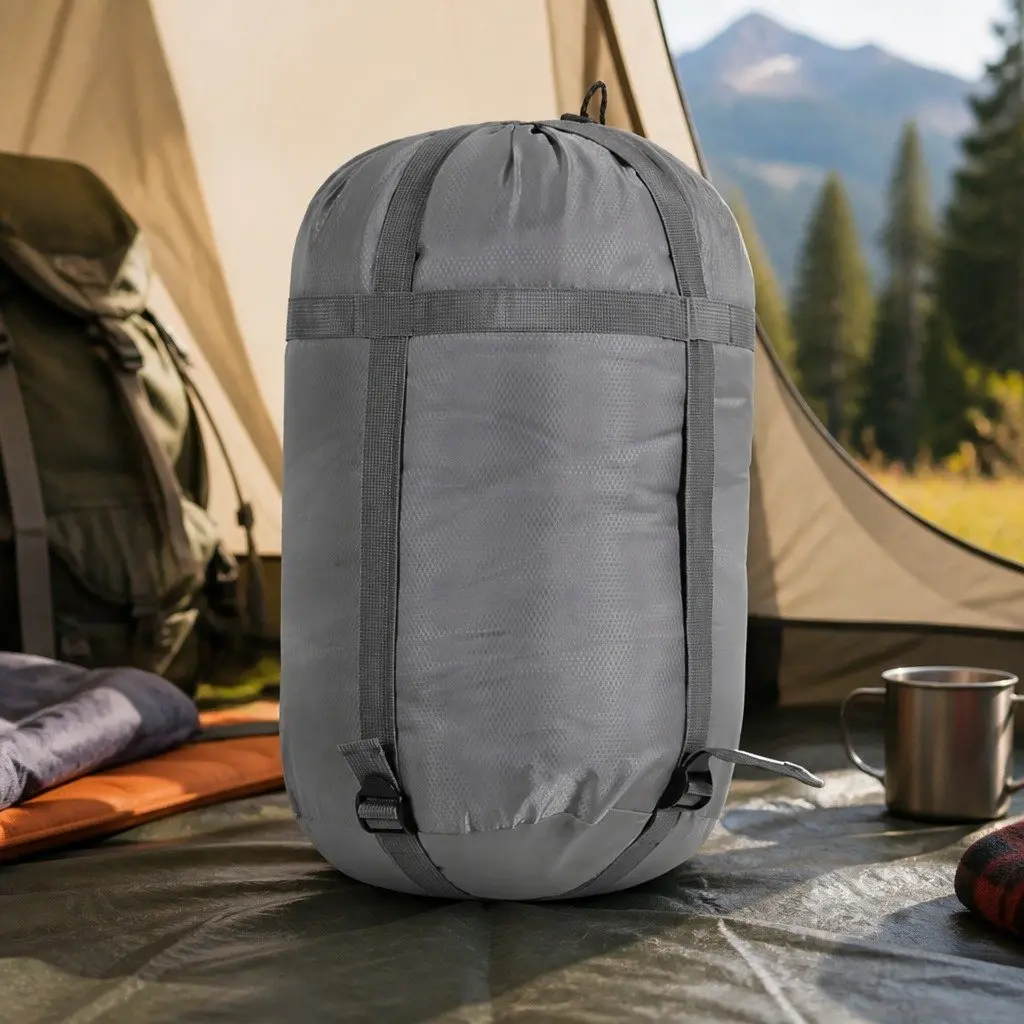 Sleeping Bag Outdoor Camping Grey Hollow Cotton Lightweight Portable Warm