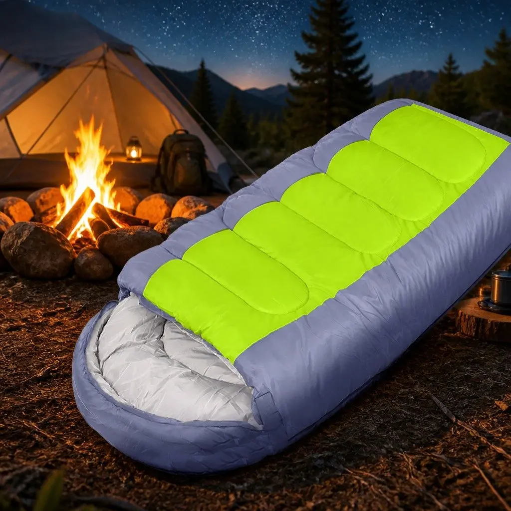 Sleeping Bag Outdoor Camping Grey Hollow Cotton Lightweight Portable Warm