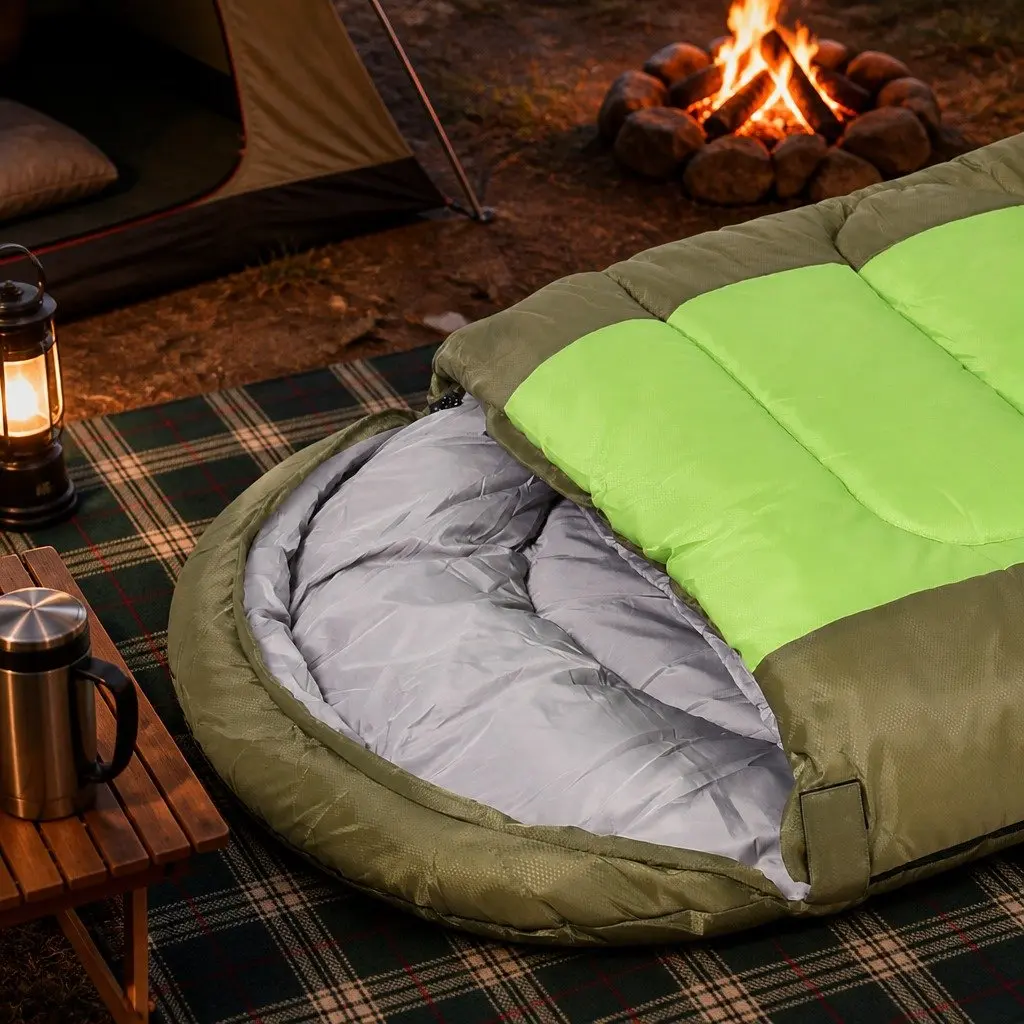 Sleeping Bag Cold Weather -20 to 10°C Green Portable 220cm x 85cm