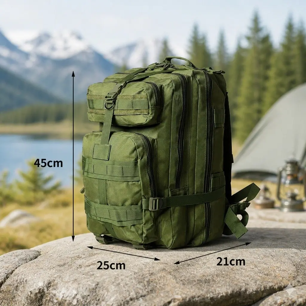 Military Tactical Backpack 40L Large Capacity Army Green Camping Hiking Rucksack