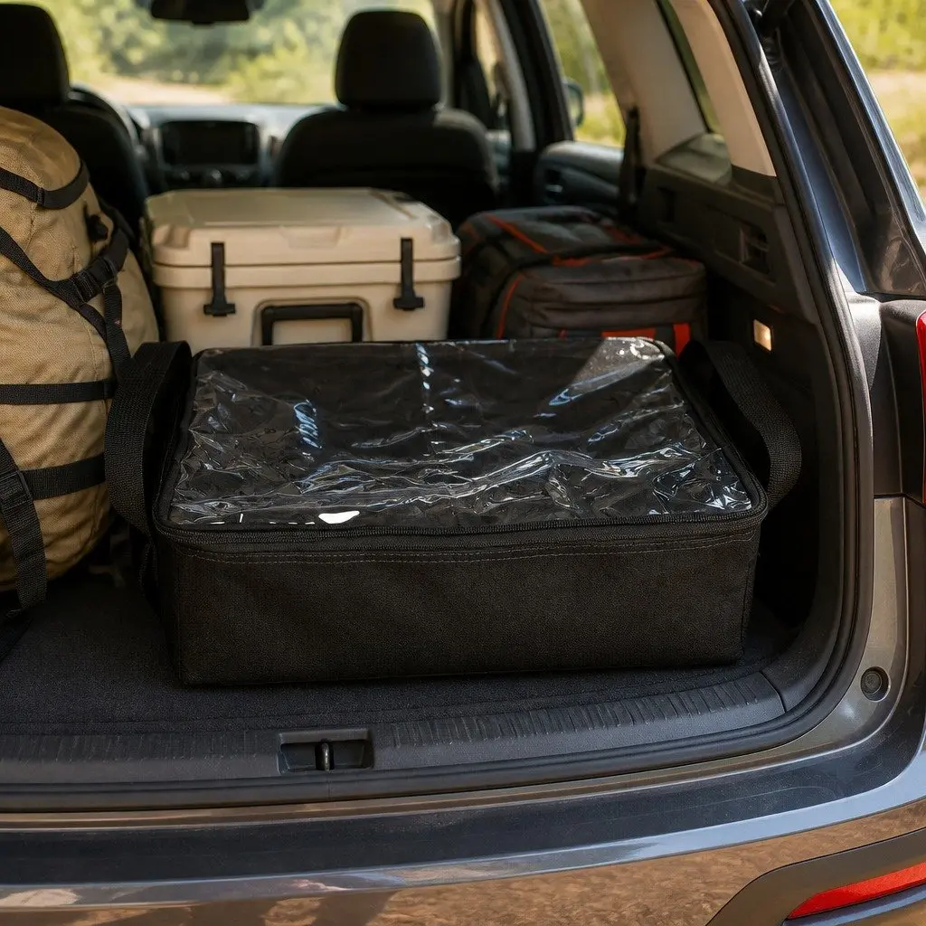Canvas Storage Bag Heavy Duty Camping Duffle 405mm x 250mm x 150mm Black 3 Piece