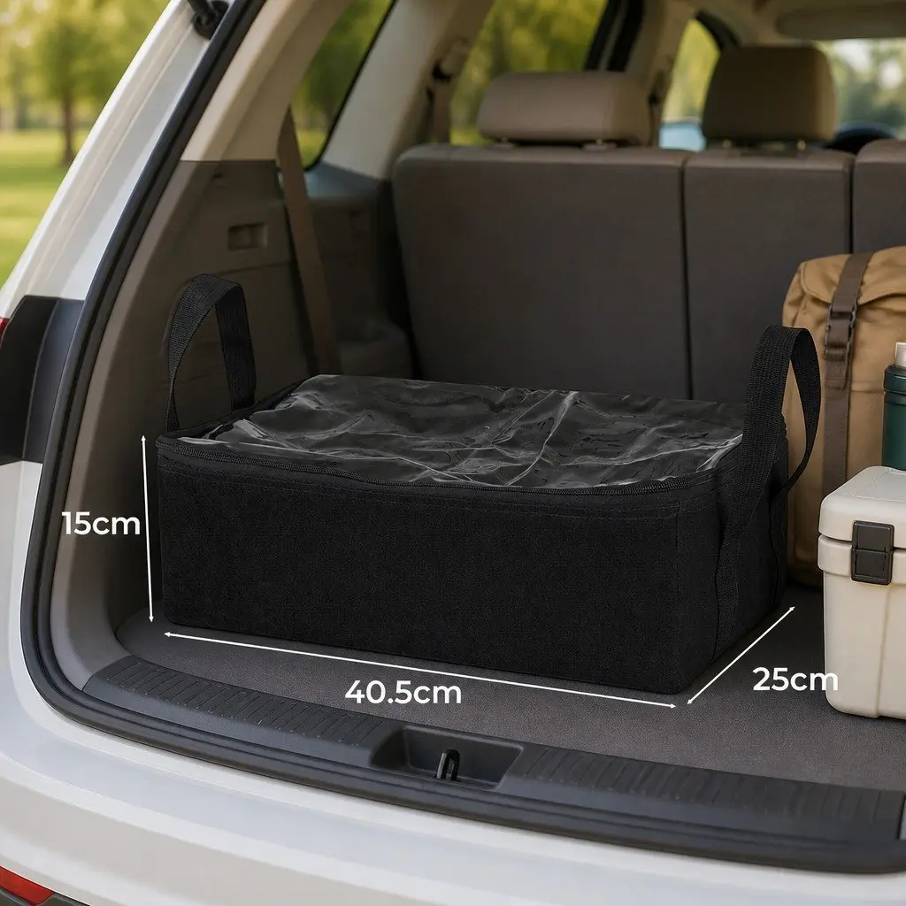 Canvas Storage Bag Heavy Duty Camping Duffle 405mm x 250mm x 150mm Black 3 Piece