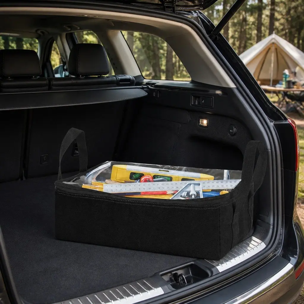 Canvas Storage Bag Heavy Duty Camping Duffle 405mm x 250mm x 150mm Black 3 Piece