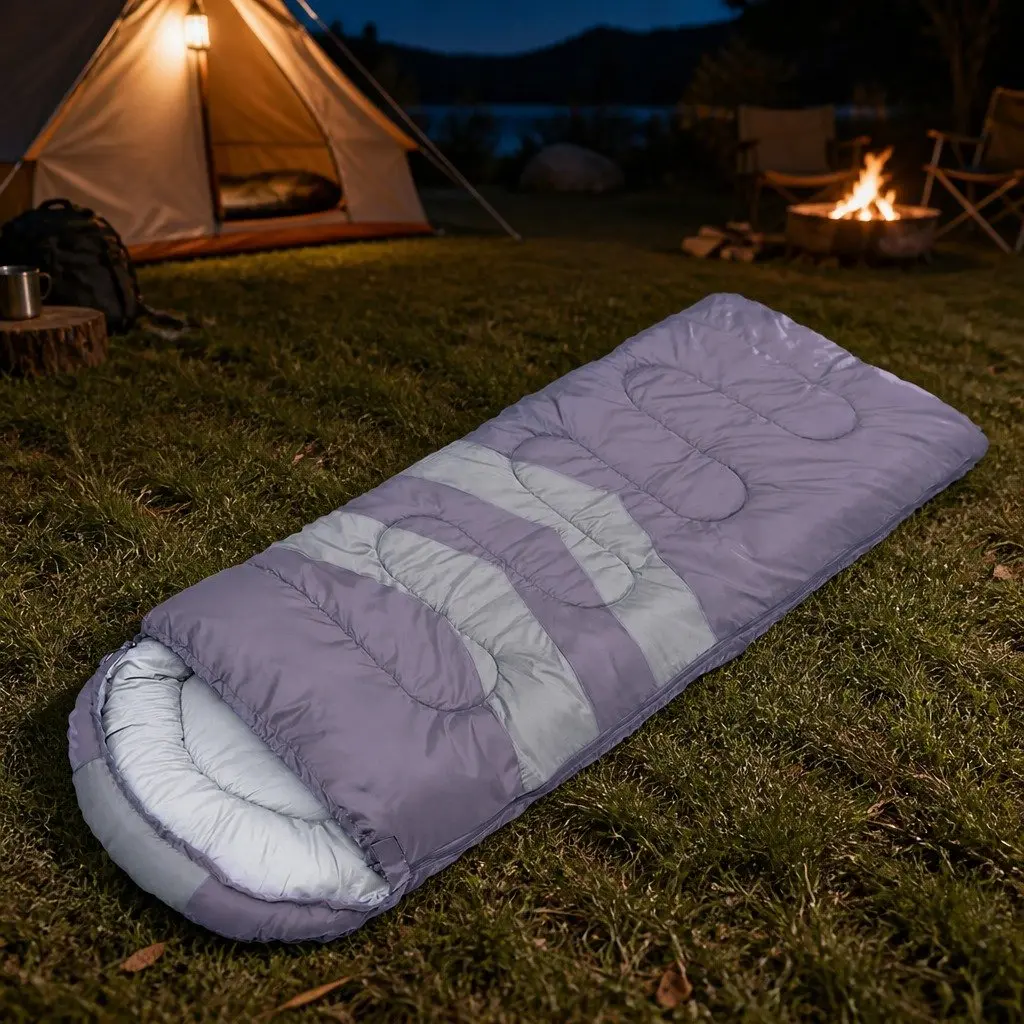 Single Sleeping Bag Cold Weather 216cm x 74cm Grey Hollow Cotton Lightweight
