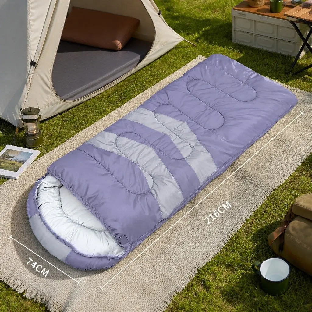 Single Sleeping Bag Cold Weather 216cm x 74cm Grey Hollow Cotton Lightweight