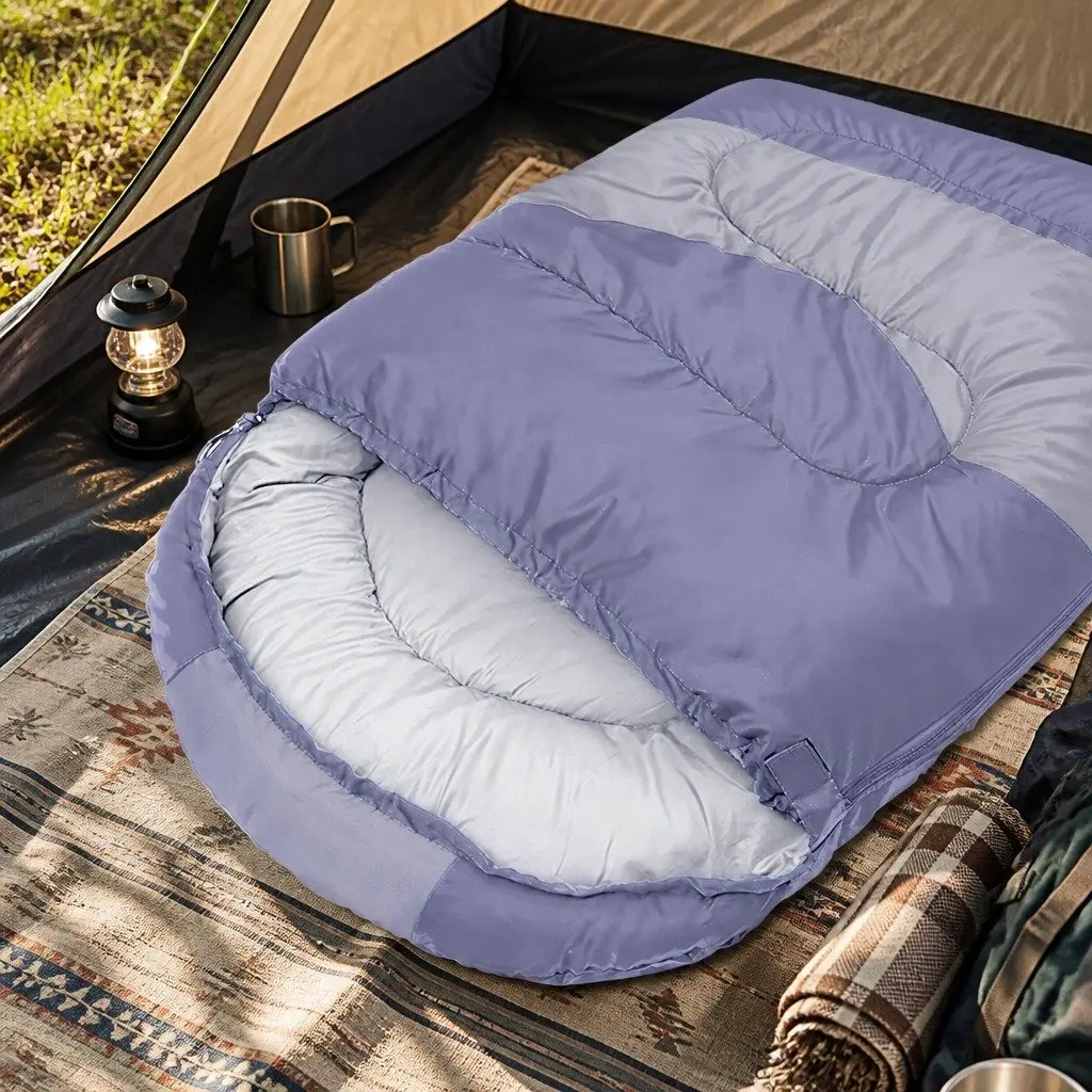 Single Sleeping Bag Cold Weather 216cm x 74cm Grey Hollow Cotton Lightweight