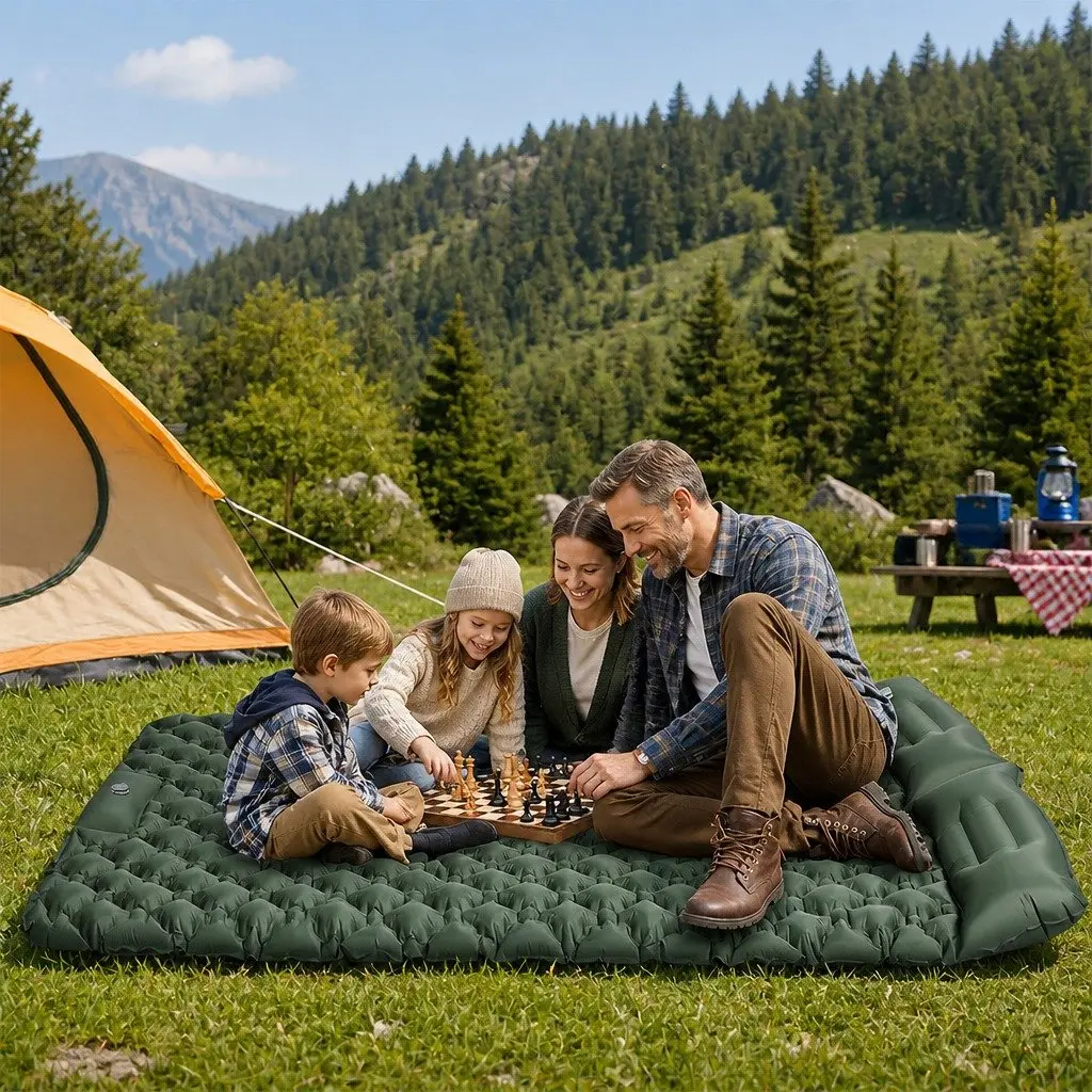 Inflatable Camping Sleeping Pad Double Air Mattress Lightweight Green