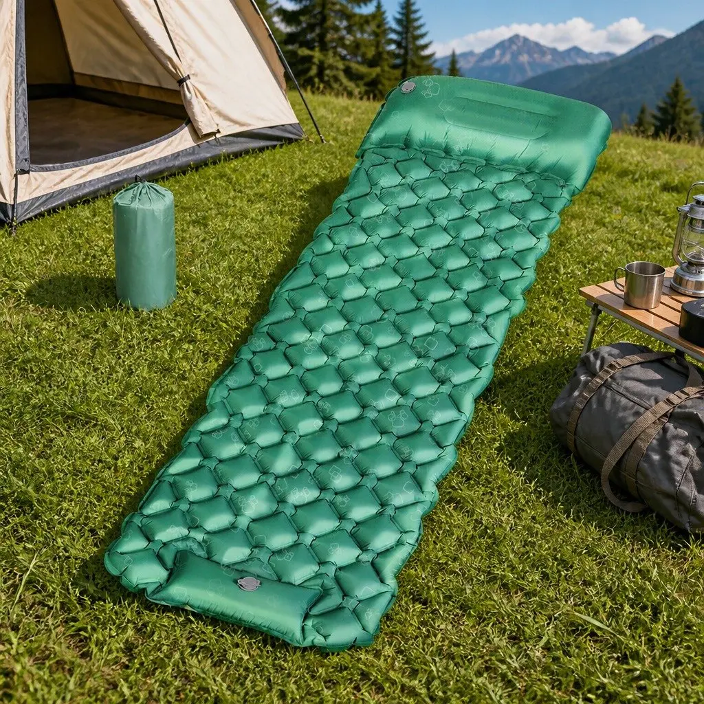 Single Air Mattress Camping Sleeping Pad Portable Inflatable Bed Outdoor Travel