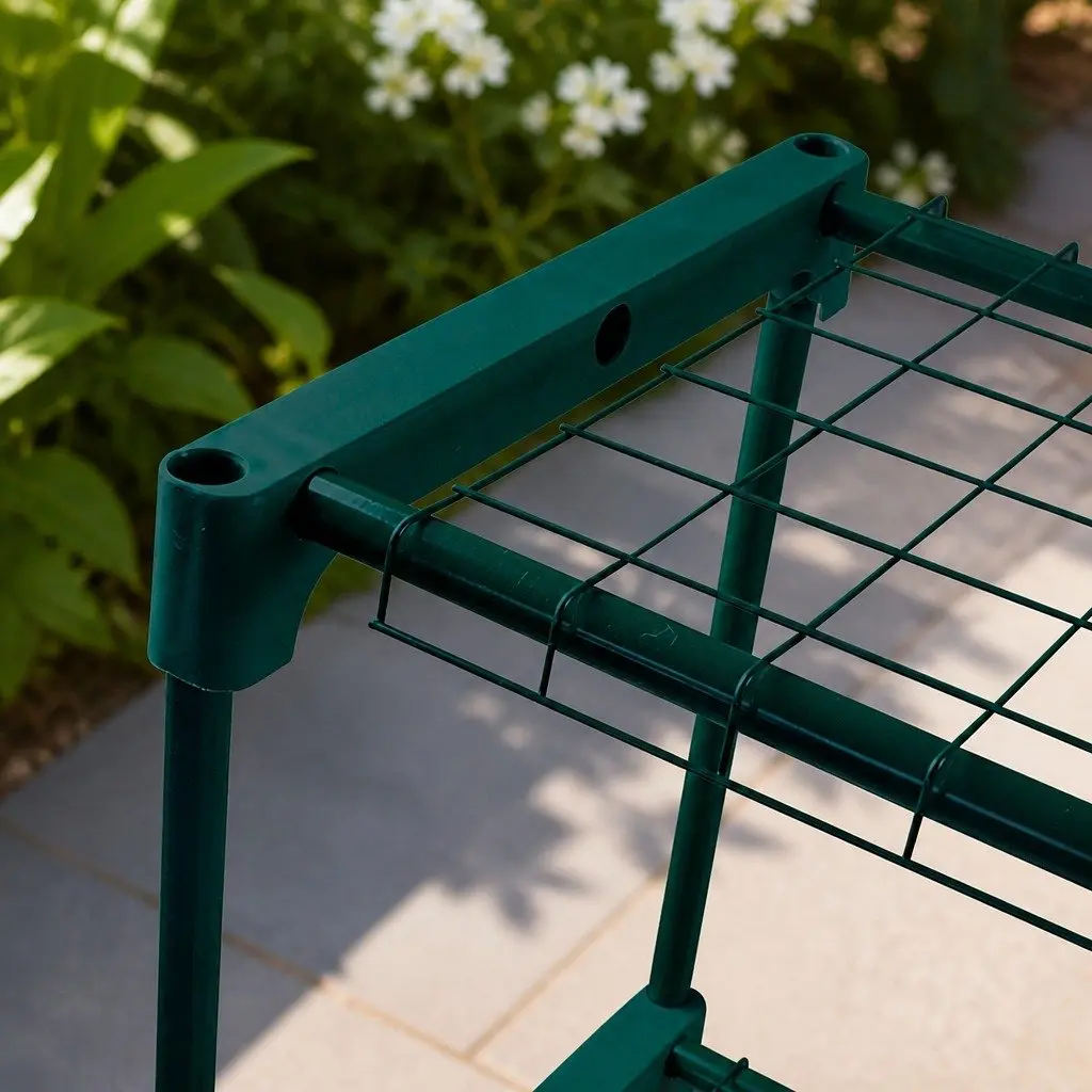 4 Tier Plant Stand Shelves Metal Storage Rack Indoor Outdoor Display Dark Green