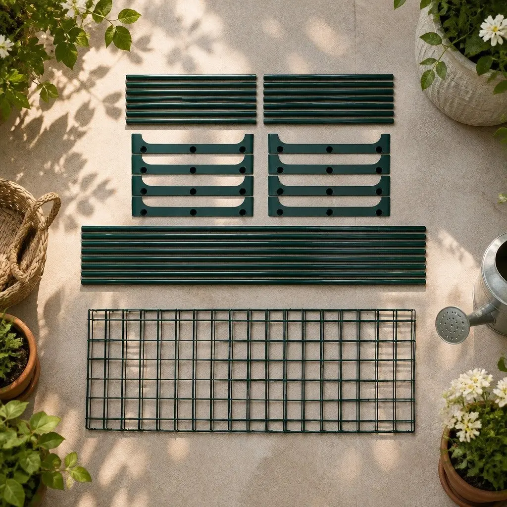 4 Tier Plant Stand Shelves Metal Storage Rack Indoor Outdoor Display Dark Green
