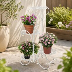 4 Tier Metal Plant Stand Indoor Outdoor Garden Balcony Flower Pot Display Shelf