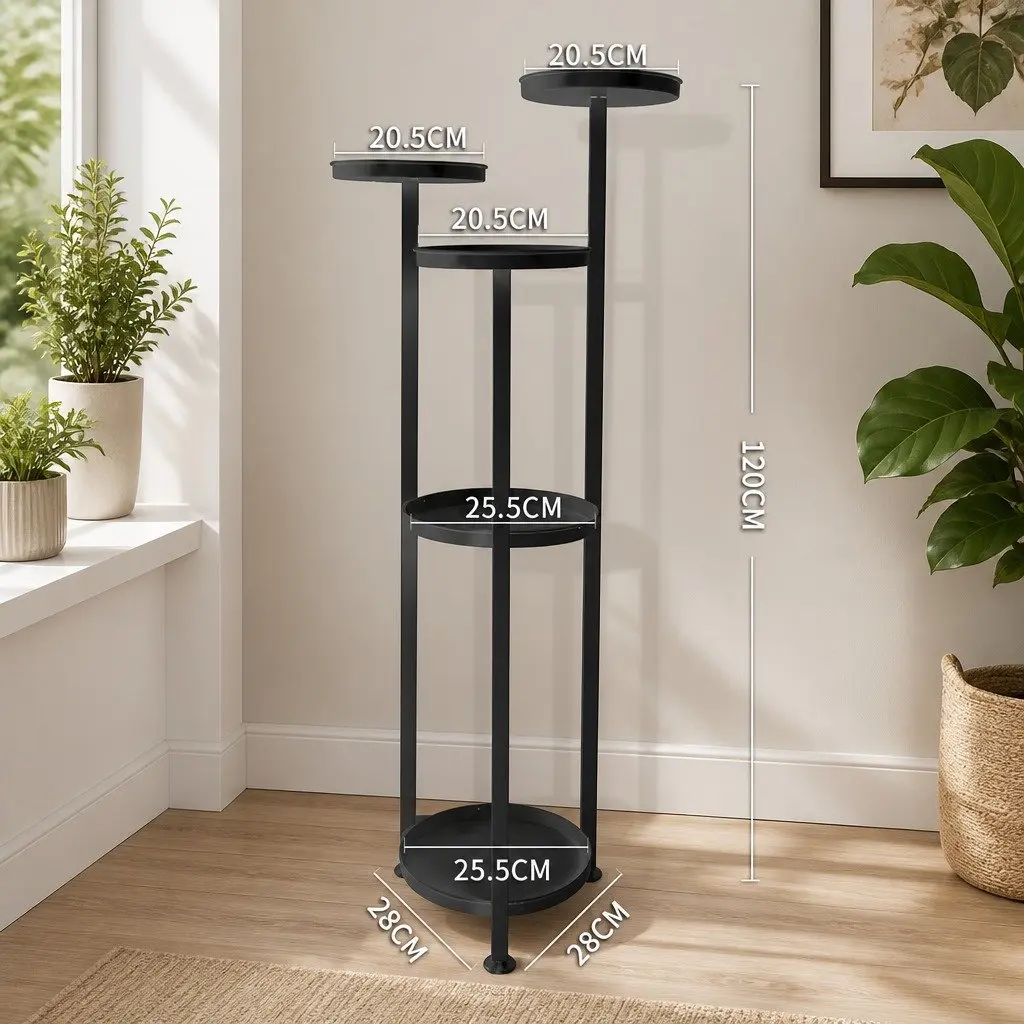 5 Tier Plant Stand Indoor Outdoor Display Shelf Black Large