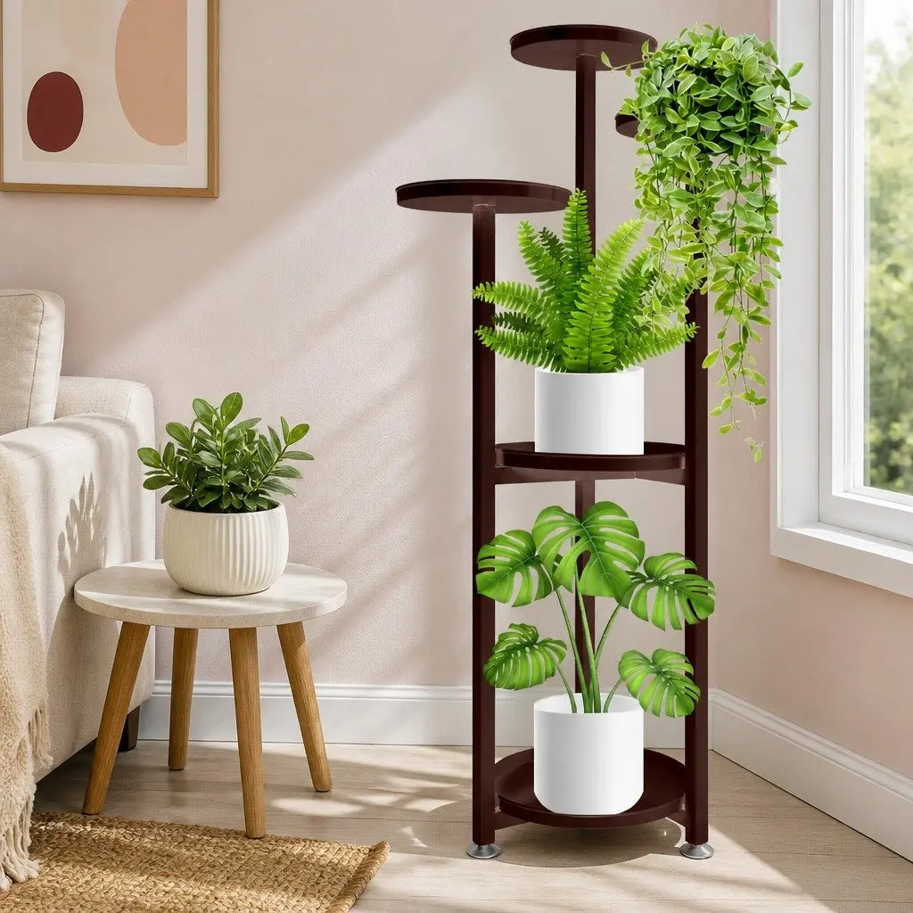 5 Tier Plant Stand Indoor Outdoor Metal Flower Pot Display Bronze