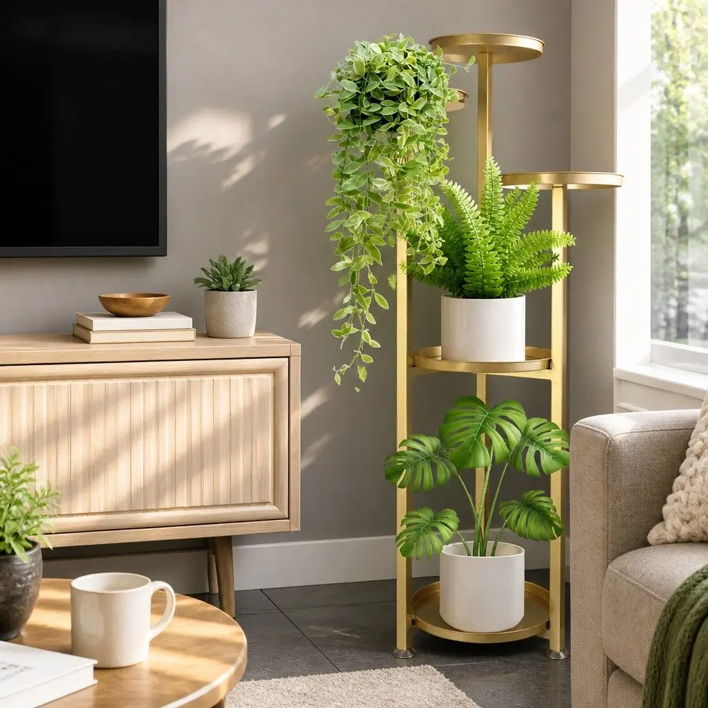 5 Tier Plant Stand Indoor Outdoor Flower Pot Rack Display Shelf Gold