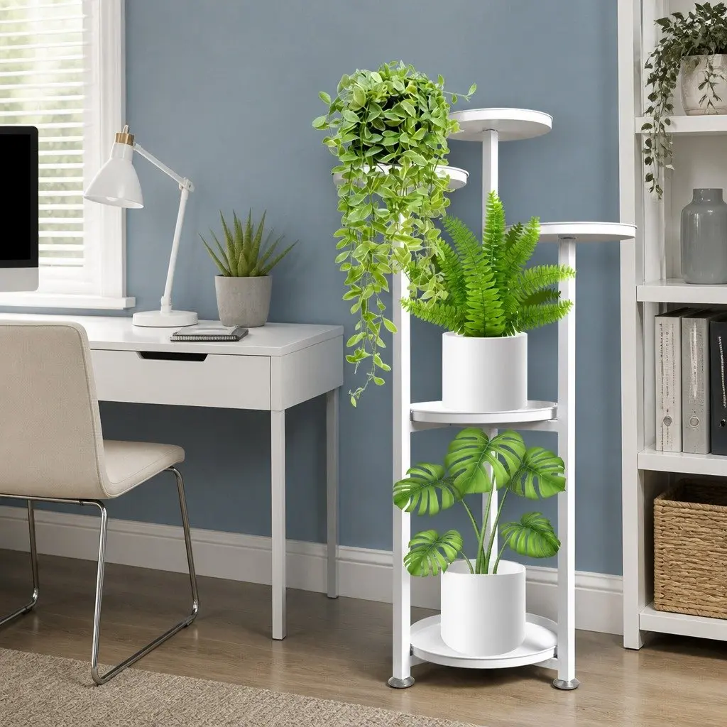 5 Tier Plant Stand Flower Rack Indoor Outdoor Display Medium White