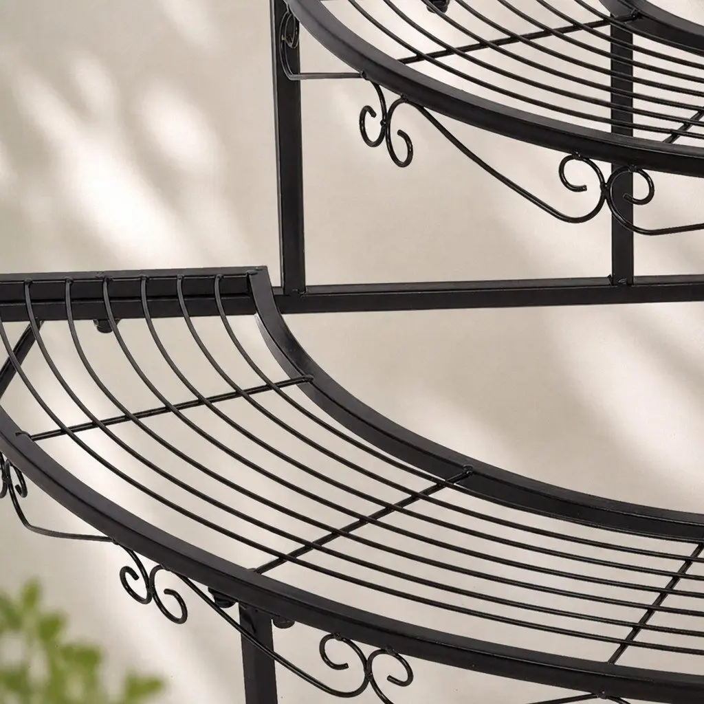 3-Tier Plant Stand Indoor Outdoor Metal Flower Pot Rack Shelf Black White