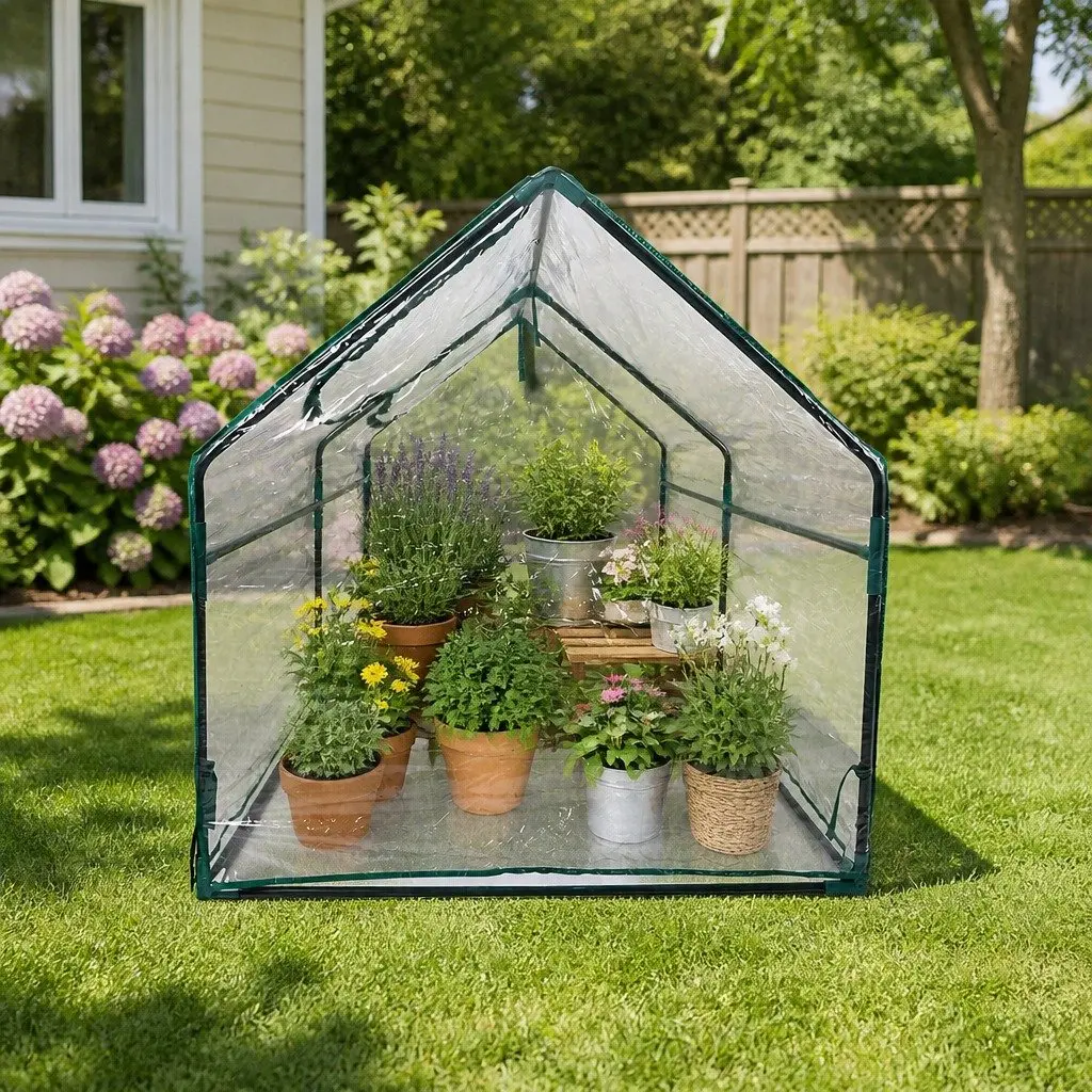 Portable Greenhouse Flower Garden Shed Protective Cover Outdoor 182cm W x 92cm D x 92cm H Transparent