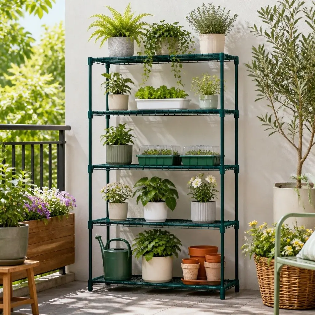 5 Tier Plant Stand Metal Garden Shelf Outdoor Indoor Balcony Organiser 90cm