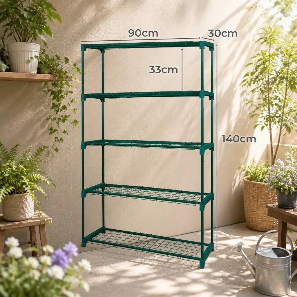 5 Tier Plant Stand Metal Garden Shelf Outdoor Indoor Balcony Organiser 90cm