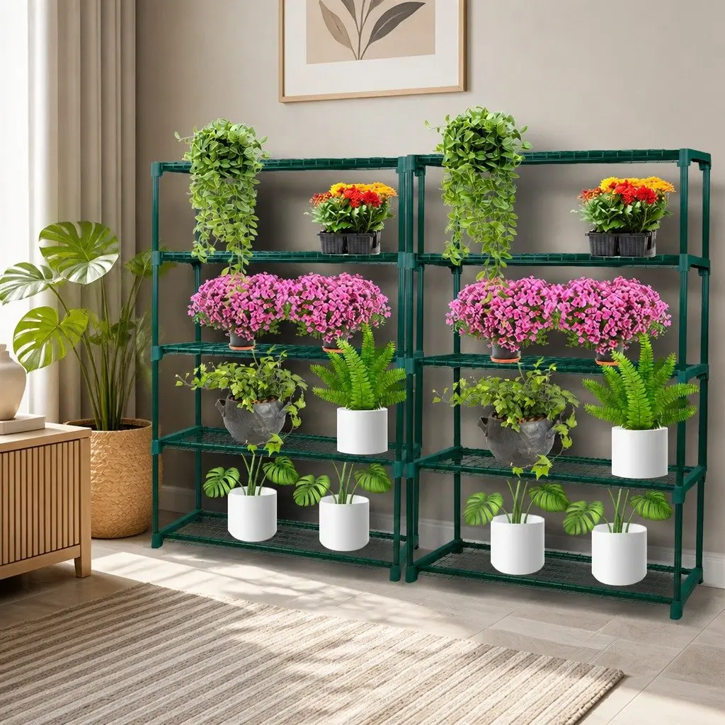 5 Tier Plant Stand Metal Garden Shelf Outdoor Indoor Balcony Organiser 90cm