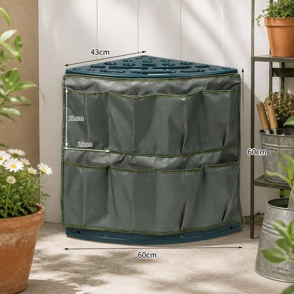 Garden Tool Rack Storage Organizer 27 Slots Weatherproof Green